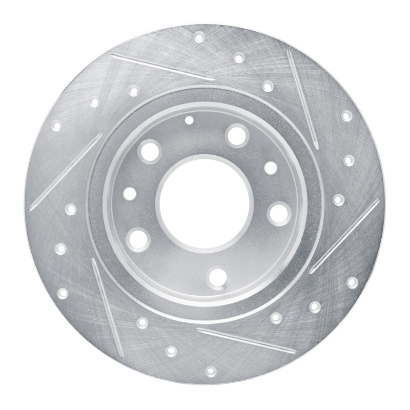 Mazda 3 Brake Rotor (1) - Rear Left - R1 Concepts - Drilled & Slotted - Silver - `14-`25